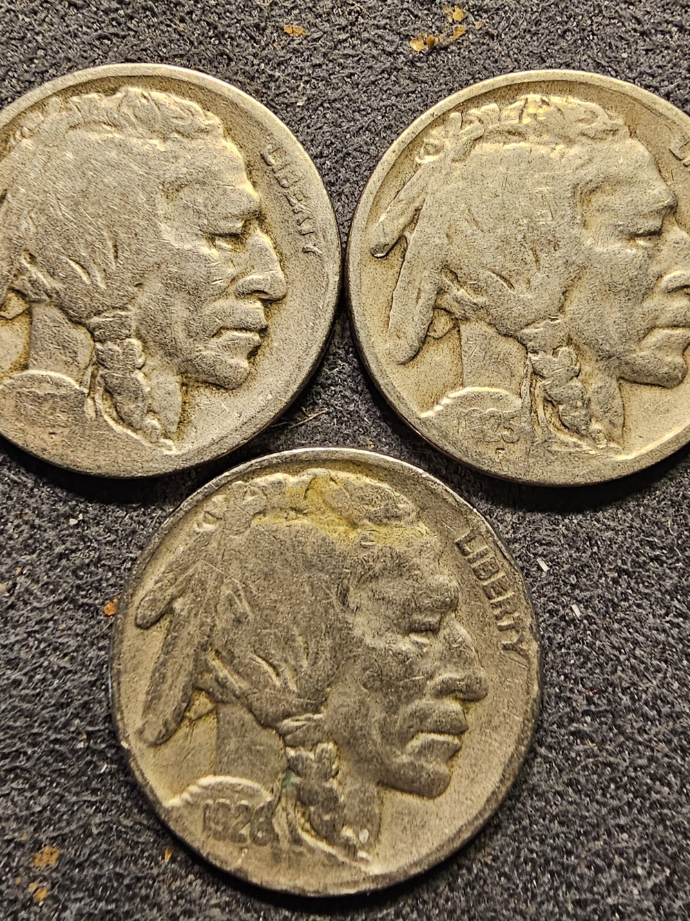 Vintage Buffalo Nickels, 1923, 1925 And 1026 Collectible Coins